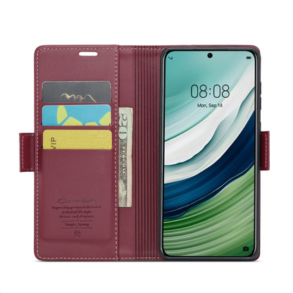 For Huawei Mate 60 CaseMe 023 Butterfly Buckle Litchi Texture RFID Anti-theft Leather Phone Case(Wine Red) - Huawei Cases by CaseMe | Online Shopping South Africa | PMC Jewellery | Buy Now Pay Later Mobicred