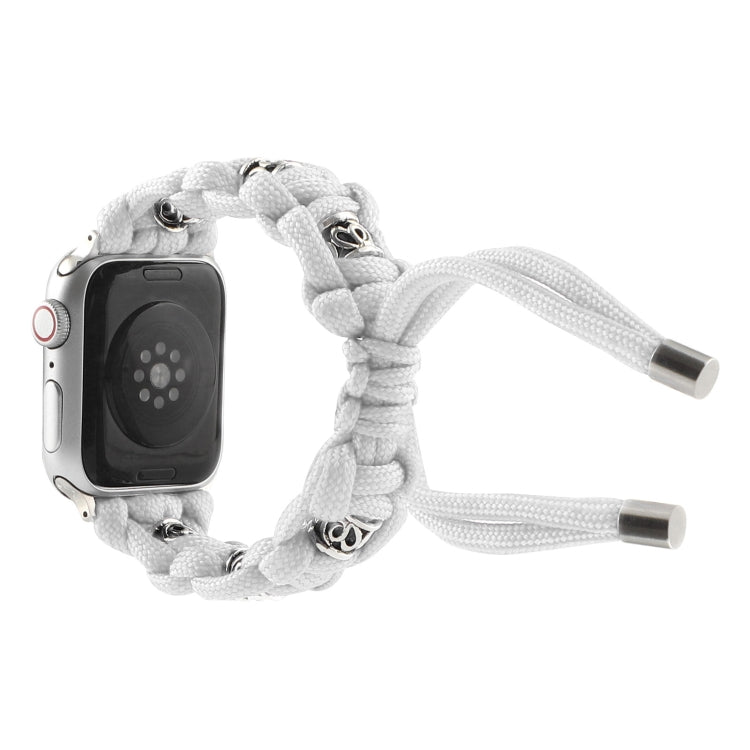 For Apple Watch Ultra 2 49mm Silk Silver Beads Braided Watch Band(White) - Watch Bands by PMC TechLife | Online Shopping South Africa | PMC TechLife