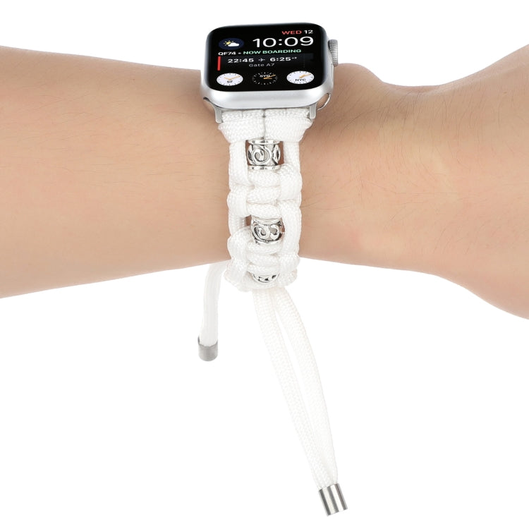 For Apple Watch Ultra 2 49mm Silk Silver Beads Braided Watch Band(White) - Watch Bands by PMC TechLife | Online Shopping South Africa | PMC TechLife