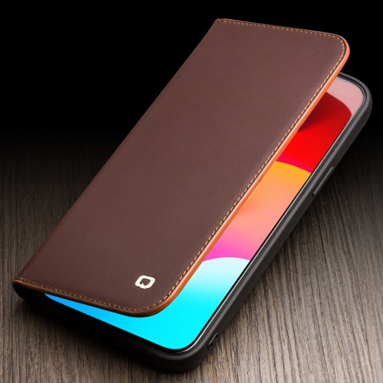 For iPhone 15 Pro QIALINO Classic Gen2 Genuine Leather Phone Case(Brown) - free shipping - PMC Jewellery - Order now!