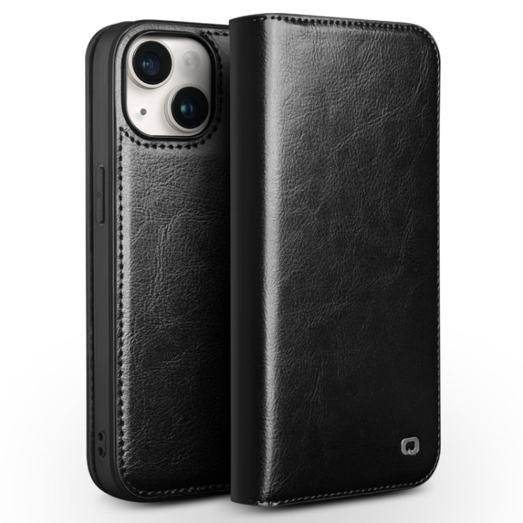 For iPhone 15 QIALINO Classic Genuine Leather Phone Case(Black) - iPhone 15 Cases by QIALINO | Online Shopping South Africa | PMC Jewellery | Buy Now Pay Later Mobicred