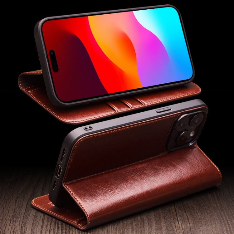 For iPhone 15 QIALINO Classic Genuine Leather Phone Case(Black) - iPhone 15 Cases by QIALINO | Online Shopping South Africa | PMC Jewellery | Buy Now Pay Later Mobicred