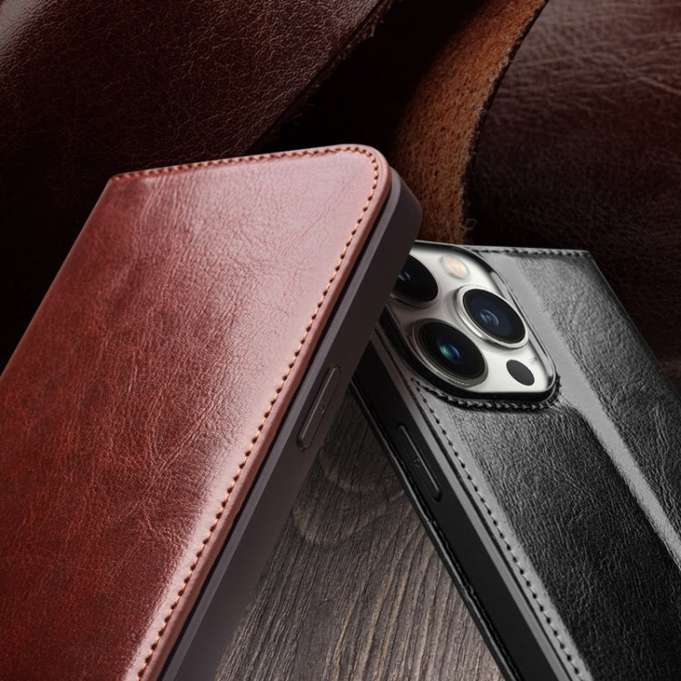 For iPhone 16 QIALINO Classic Genuine Leather Phone Case(Black) - free shipping - PMC Jewellery - Order now!