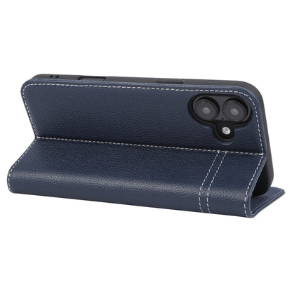 For iPhone 16 Plus GEBEI Top-grain Horizontal Flip Leather Phone Case(Blue) - iPhone 16 Plus Cases by GEBEI | Online Shopping South Africa | PMC Jewellery | Buy Now Pay Later Mobicred