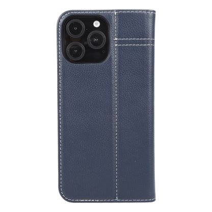 For iPhone 16 Pro GEBEI Top-grain Horizontal Flip Leather Phone Case(Blue) - iPhone 16 Pro Cases by GEBEI | Online Shopping South Africa | PMC Jewellery | Buy Now Pay Later Mobicred