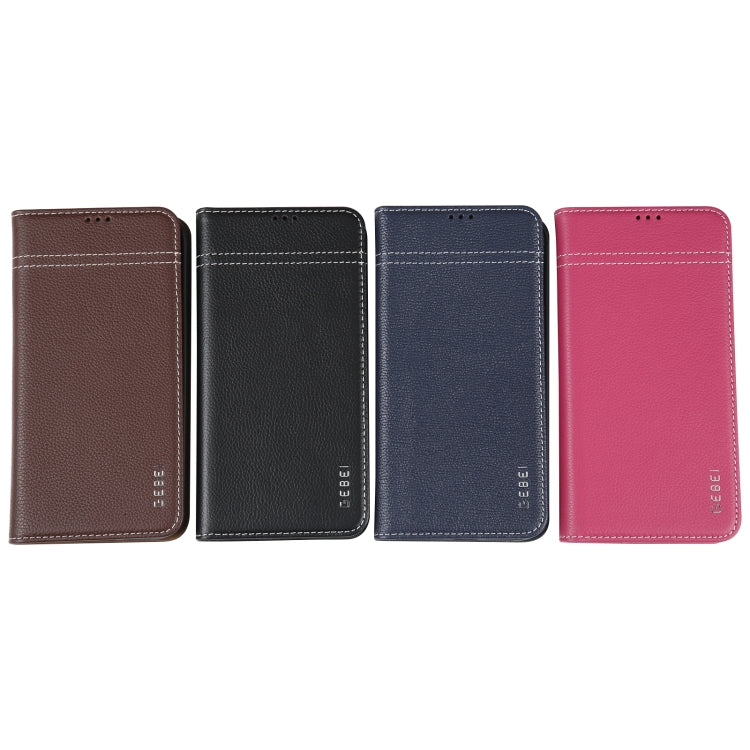 For iPhone 16 Plus GEBEI Top-grain Horizontal Flip Leather Phone Case(Rose Red) - iPhone 16 Plus Cases by GEBEI | Online Shopping South Africa | PMC Jewellery | Buy Now Pay Later Mobicred