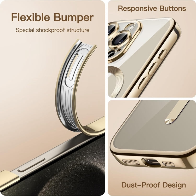 For iPhone 14 Pro Max Magsafe Magnetic Transparent Electroplated TPU Phone Case(Gold) - iPhone 14 Pro Max Cases by PMC Jewellery | Online Shopping South Africa | PMC Jewellery