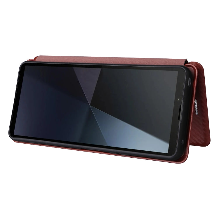 For Sony Xperia 10 VI 2024 Carbon Fiber Texture Flip Leather Phone Case(Brown) - Sony Cases by PMC Jewellery | Online Shopping South Africa | PMC Jewellery | Buy Now Pay Later Mobicred