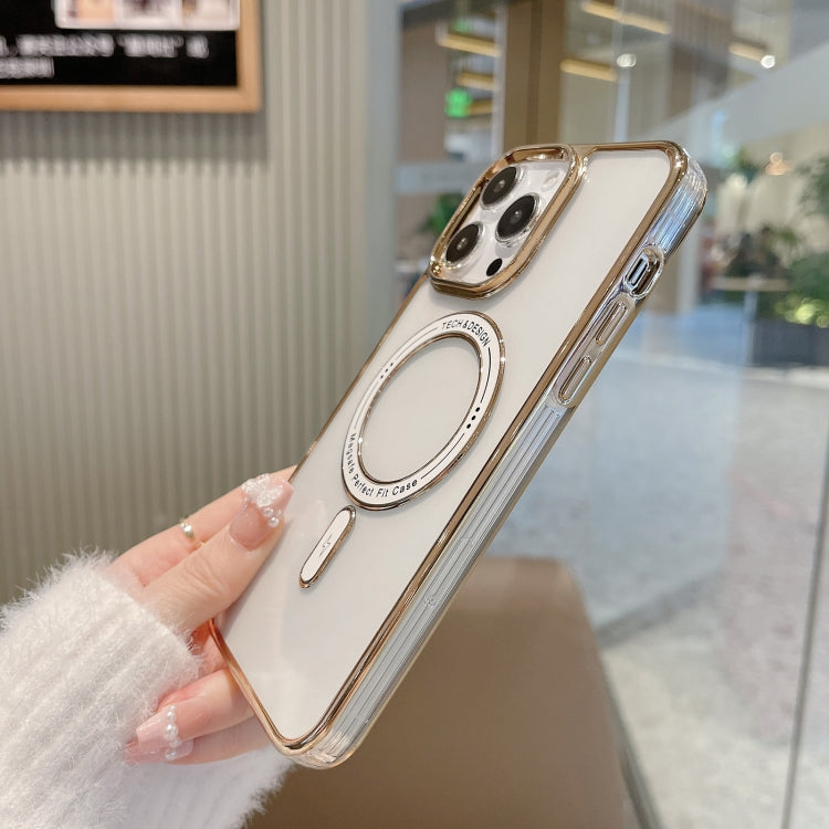 For iPhone 11 Pro MagSafe Magnetic Transparent TPU Electroplated Phone Case(Silver) - iPhone 11 Pro Cases by PMC Jewellery | Online Shopping South Africa | PMC Jewellery