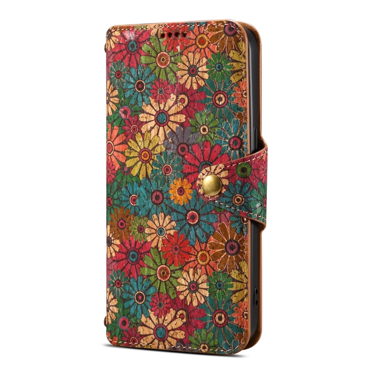 For iPhone 16 Plus Denior Flower Language Series Cork Fabric Oil Edge Leather Phone Case(Spring) - free shipping - PMC Jewellery - Order now!
