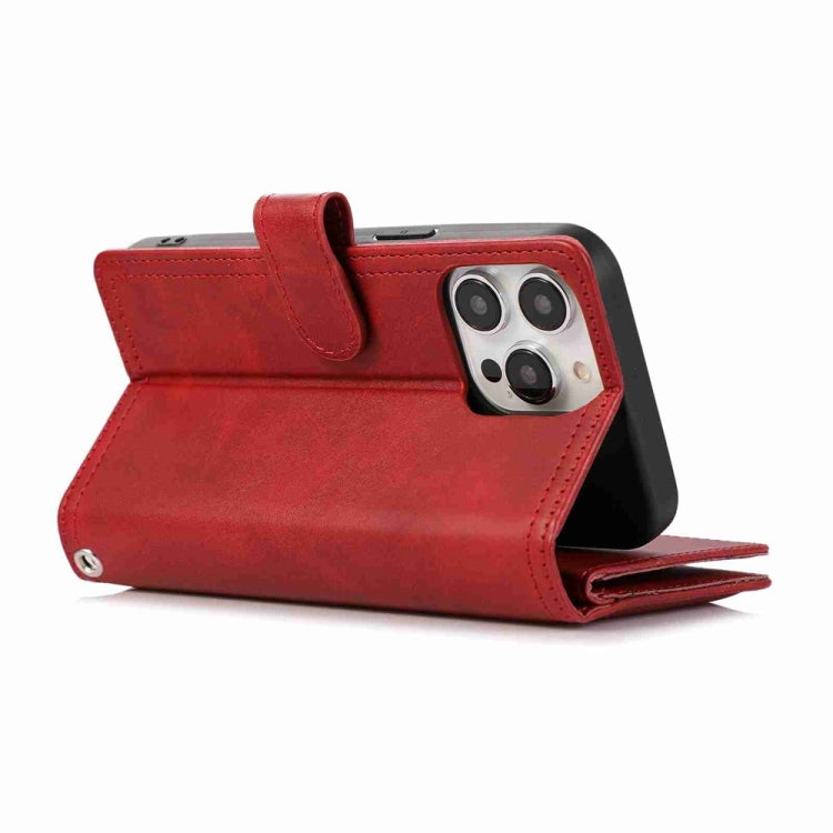 For iPhone 16 Pro Max Wristband Card Slot Leather Phone Case(Red) - iPhone 16 Pro Max Cases by PMC Jewellery | Online Shopping South Africa | PMC Jewellery | Buy Now Pay Later Mobicred