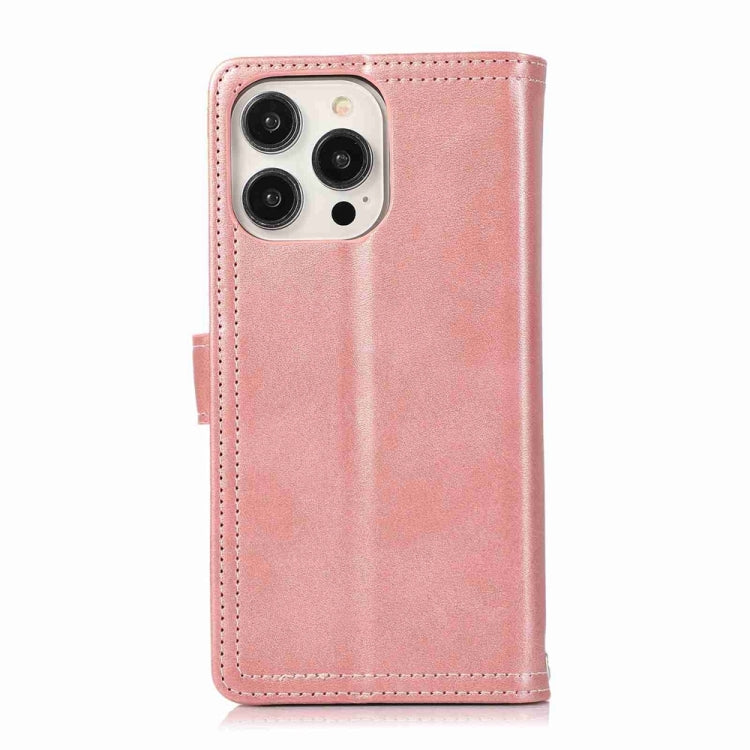 For iPhone 16 Pro Wristband Card Slot Leather Phone Case(Rose Gold) - iPhone 16 Pro Cases by PMC Jewellery | Online Shopping South Africa | PMC Jewellery | Buy Now Pay Later Mobicred