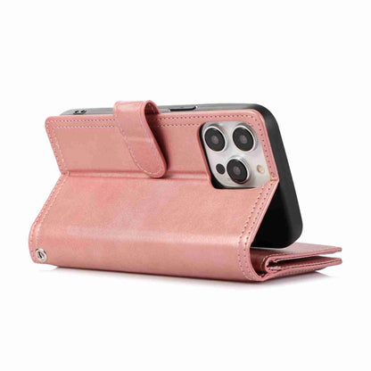 For iPhone 16 Pro Wristband Card Slot Leather Phone Case(Rose Gold) - iPhone 16 Pro Cases by PMC Jewellery | Online Shopping South Africa | PMC Jewellery | Buy Now Pay Later Mobicred