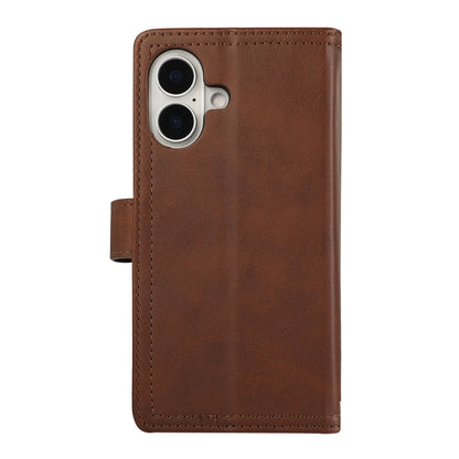 For iPhone 16 Plus Wristband Card Slot Leather Phone Case(Coffee) - iPhone 16 Plus Cases by PMC Jewellery | Online Shopping South Africa | PMC Jewellery | Buy Now Pay Later Mobicred