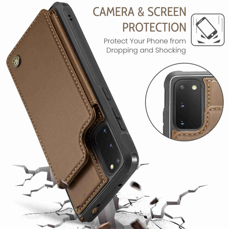 For Samsung Galaxy S20 FE CaseMe C22 Card Slots Holder RFID Anti-theft Phone Case(Brown) - Galaxy S20 FE Cases by CaseMe | Online Shopping South Africa | PMC Jewellery | Buy Now Pay Later Mobicred