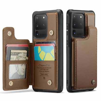 For Samsung Galaxy S20 Ultra CaseMe C22 Card Slots Holder RFID Anti-theft Phone Case(Brown) - Galaxy Phone Cases by CaseMe | Online Shopping South Africa | PMC Jewellery | Buy Now Pay Later Mobicred