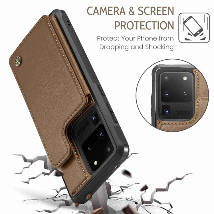 For Samsung Galaxy S20 Ultra CaseMe C22 Card Slots Holder RFID Anti-theft Phone Case(Brown) - Galaxy Phone Cases by CaseMe | Online Shopping South Africa | PMC Jewellery | Buy Now Pay Later Mobicred