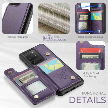 For Samsung Galaxy S20 Ultra CaseMe C22 Card Slots Holder RFID Anti-theft Phone Case(Purple) - Galaxy Phone Cases by CaseMe | Online Shopping South Africa | PMC Jewellery | Buy Now Pay Later Mobicred