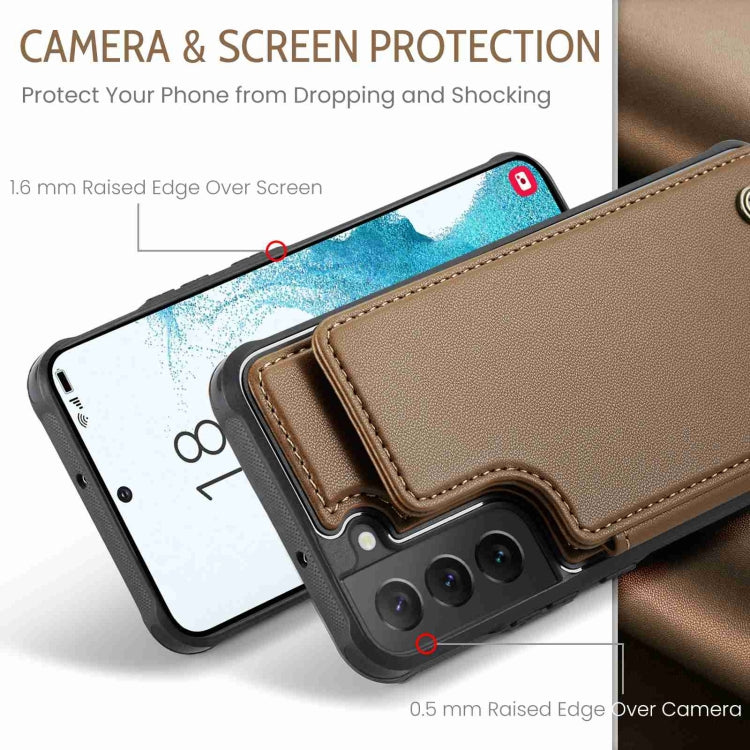 For Samsung Galaxy S22 5G CaseMe C22 Card Slots Holder RFID Anti-theft Phone Case(Brown) - Galaxy S22 5G Cases by CaseMe | Online Shopping South Africa | PMC Jewellery | Buy Now Pay Later Mobicred