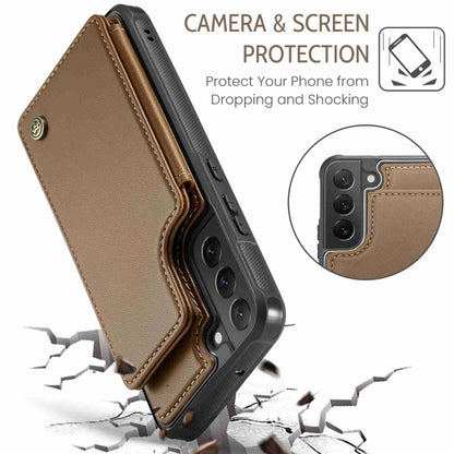 For Samsung Galaxy S22 5G CaseMe C22 Card Slots Holder RFID Anti-theft Phone Case(Brown) - Galaxy S22 5G Cases by CaseMe | Online Shopping South Africa | PMC Jewellery | Buy Now Pay Later Mobicred