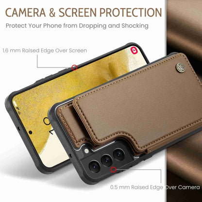 For Samsung Galaxy S22+ 5G CaseMe C22 Card Slots Holder RFID Anti-theft Phone Case(Brown) - Galaxy S22+ 5G Cases by CaseMe | Online Shopping South Africa | PMC Jewellery | Buy Now Pay Later Mobicred