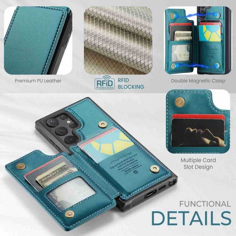 For Samsung Galaxy S22 Ultra 5G CaseMe C22 Card Slots Holder RFID Anti-theft Phone Case(Blue Green) - Galaxy S22 Ultra 5G Cases by CaseMe | Online Shopping South Africa | PMC Jewellery | Buy Now Pay Later Mobicred