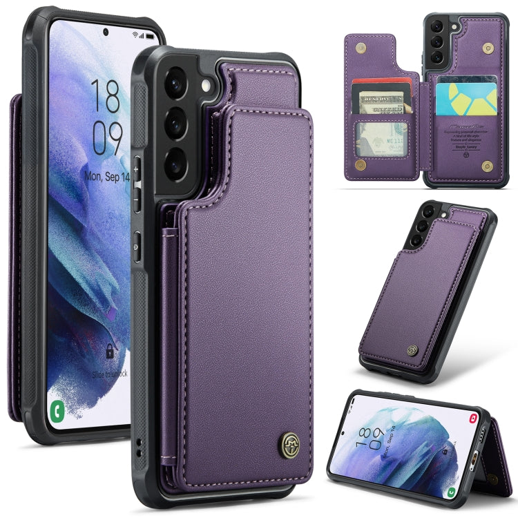 For Samsung Galaxy S21 5G CaseMe C22 Card Slots Holder RFID Anti-theft Phone Case(Purple) - Galaxy S21 5G Cases by CaseMe | Online Shopping South Africa | PMC Jewellery | Buy Now Pay Later Mobicred