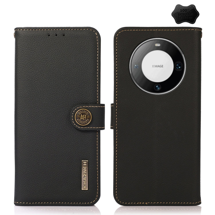 For Huawei Mate 60 Pro KHAZNEH Custer Genuine Leather RFID Phone Case(Black) - Huawei Cases by PMC TechLife | Online Shopping South Africa | PMC TechLife | Buy Now Pay Later Mobicred