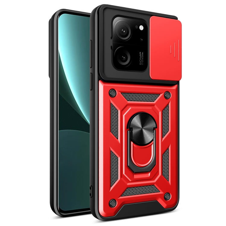 For Xiaomi 13T/13T Pro/Redmi K60 Ultra Sliding Camera Cover Design TPU Hybrid PC Phone Case(Red) - Redmi K60 Ultra Cases by PMC Jewellery | Online Shopping South Africa | PMC Jewellery | Buy Now Pay Later Mobicred