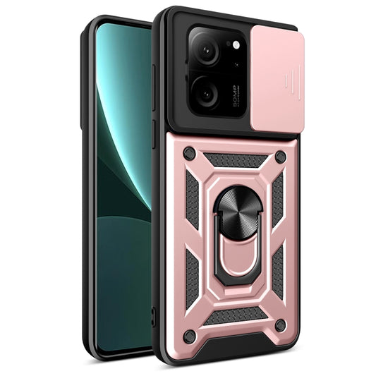 For Xiaomi 13T/13T Pro/Redmi K60 Ultra Sliding Camera Cover Design TPU Hybrid PC Phone Case(Rose Gold) - Redmi K60 Ultra Cases by PMC Jewellery | Online Shopping South Africa | PMC Jewellery | Buy Now Pay Later Mobicred