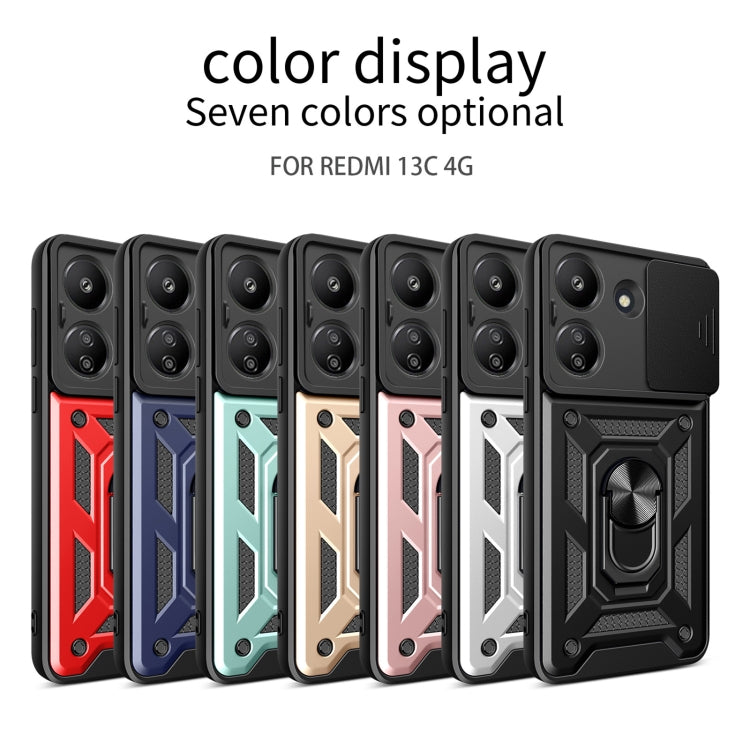 For Xiaomi Redmi 13C 4G Sliding Camera Cover Design TPU Hybrid PC Phone Case(Black) - 13C Cases by PMC TechLife | Online Shopping South Africa | PMC TechLife