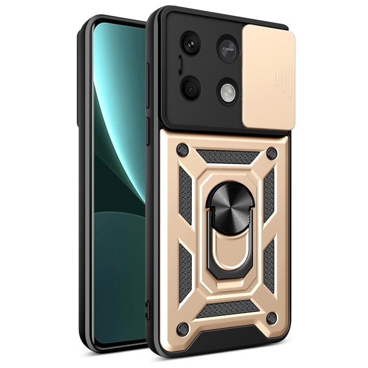 For Xiaomi Redmi Note 13 5G Sliding Camera Cover Design TPU Hybrid PC Phone Case(Gold) - Note 13 Cases by PMC Jewellery | Online Shopping South Africa | PMC Jewellery | Buy Now Pay Later Mobicred