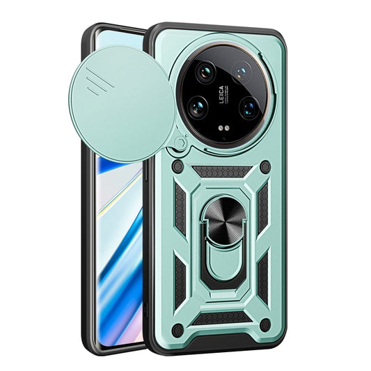 For Xiaomi 14 Ultra Sliding Camera Cover Design TPU Hybrid PC Phone Case(Mint Green) - 14 Ultra Cases by PMC Jewellery | Online Shopping South Africa | PMC Jewellery | Buy Now Pay Later Mobicred