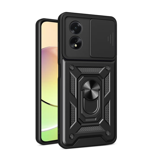 For OPPO A38 4G Global Sliding Camera Cover Design TPU Hybrid PC Phone Case(Black) - A38 Cases by PMC Jewellery | Online Shopping South Africa | PMC Jewellery