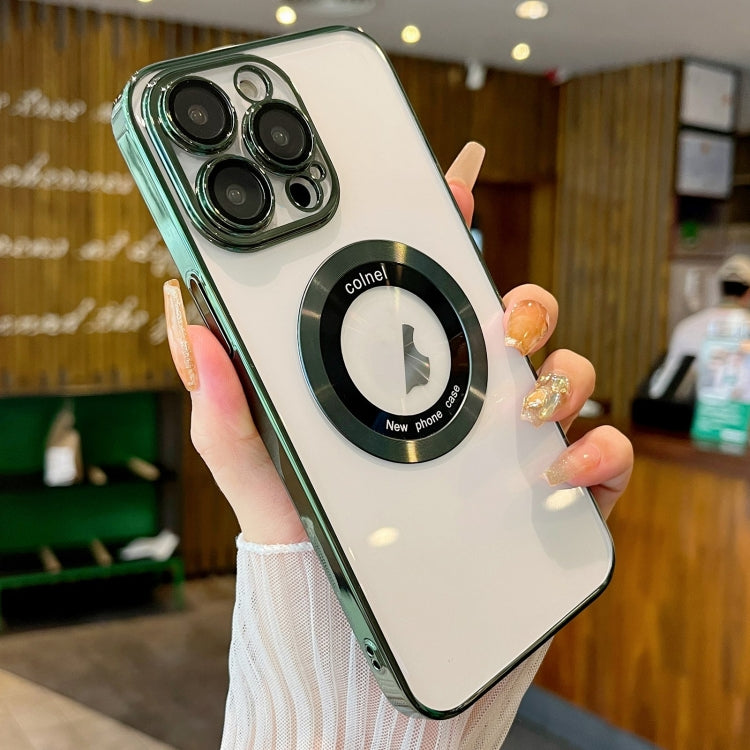 For iPhone 12 Pro Max Transparent Electroplated PC MagSafe Phone Case(Green) - iPhone 12 Pro Max Cases by PMC TechLife | Online Shopping South Africa | PMC TechLife | Buy Now Pay Later Mobicred