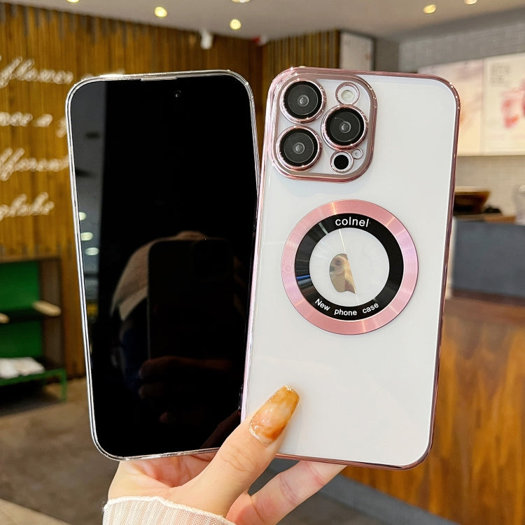 For iPhone 11 Pro Transparent Electroplated PC MagSafe Phone Case(Pink) - iPhone 11 Pro Cases by PMC TechLife | Online Shopping South Africa | PMC TechLife