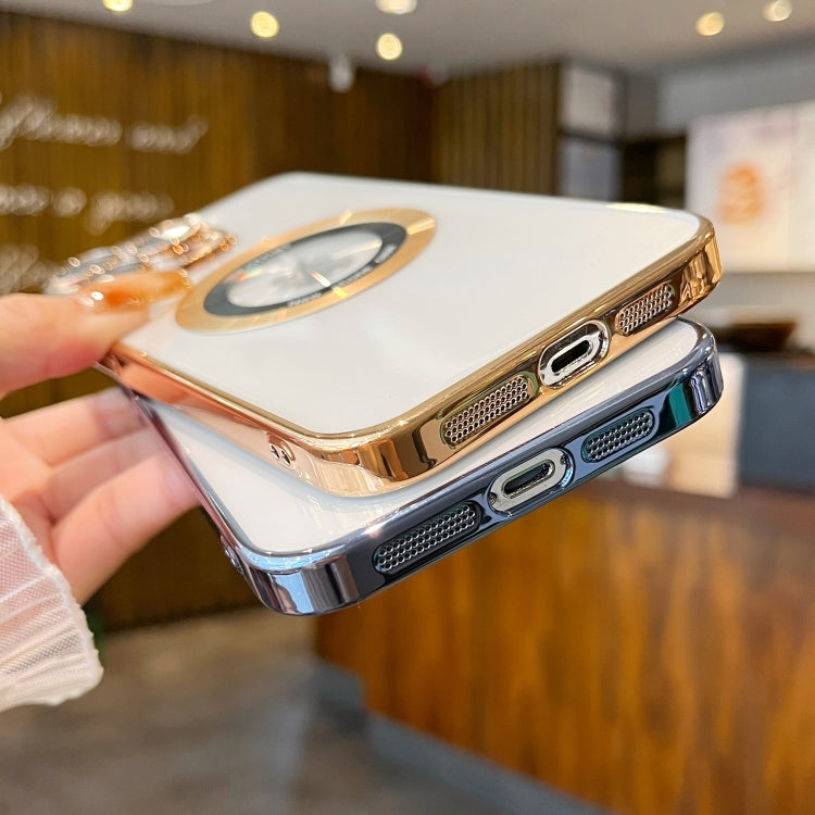 For iPhone 12 Pro Max Transparent Electroplated PC MagSafe Phone Case(Blue) - iPhone 12 Pro Max Cases by PMC TechLife | Online Shopping South Africa | PMC TechLife