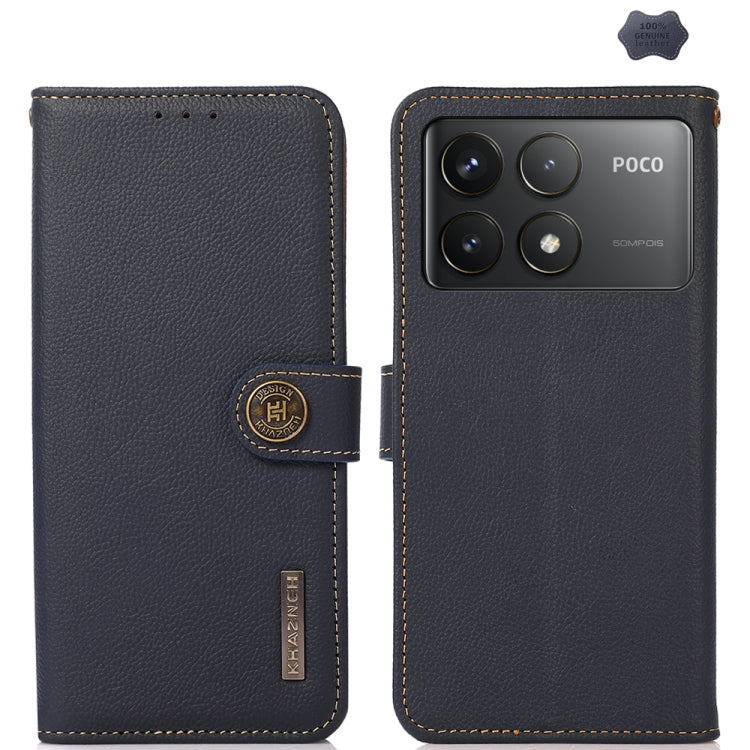 For Xiaomi Redmi K70 Pro KHAZNEH Custer Texture RFID Genuine Leather Phone Case(Blue) - K70 Pro Cases by PMC Jewellery | Online Shopping South Africa | PMC Jewellery | Buy Now Pay Later Mobicred