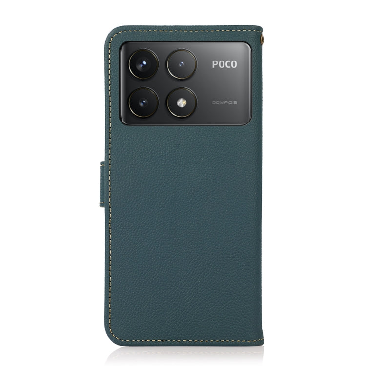 For Xiaomi Redmi K70 Pro KHAZNEH Custer Texture RFID Genuine Leather Phone Case(Green) - K70 Pro Cases by PMC Jewellery | Online Shopping South Africa | PMC Jewellery | Buy Now Pay Later Mobicred