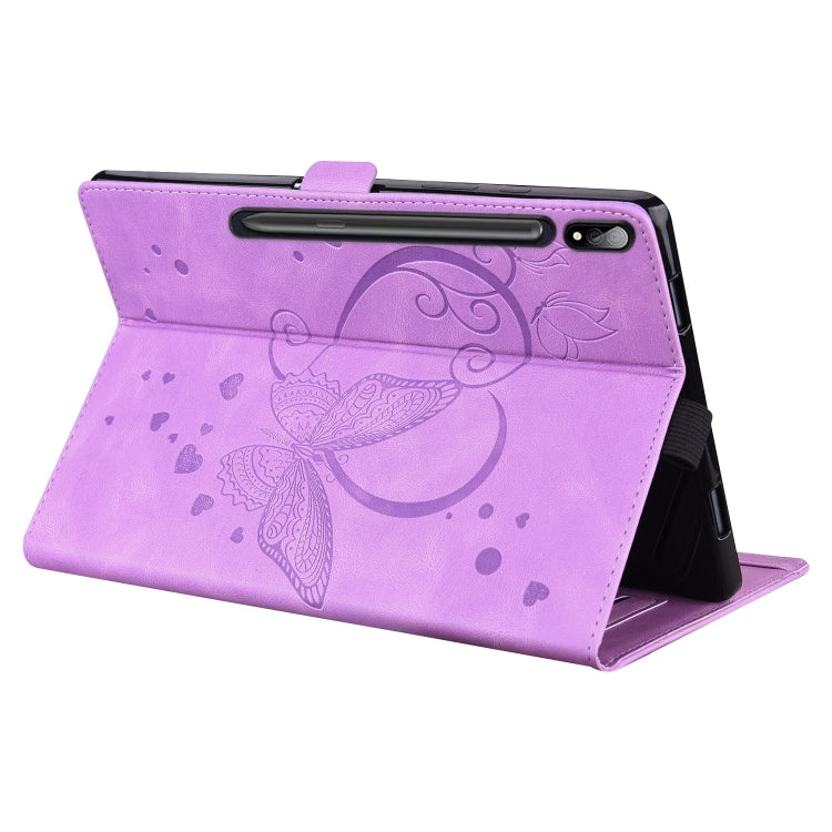 For Samsung Galaxy Tab S9 FE Love Butterfly Embossed Leather Tablet Case(Purple) - Other Galaxy Tab PC by PMC Jewellery | Online Shopping South Africa | PMC Jewellery | Buy Now Pay Later Mobicred