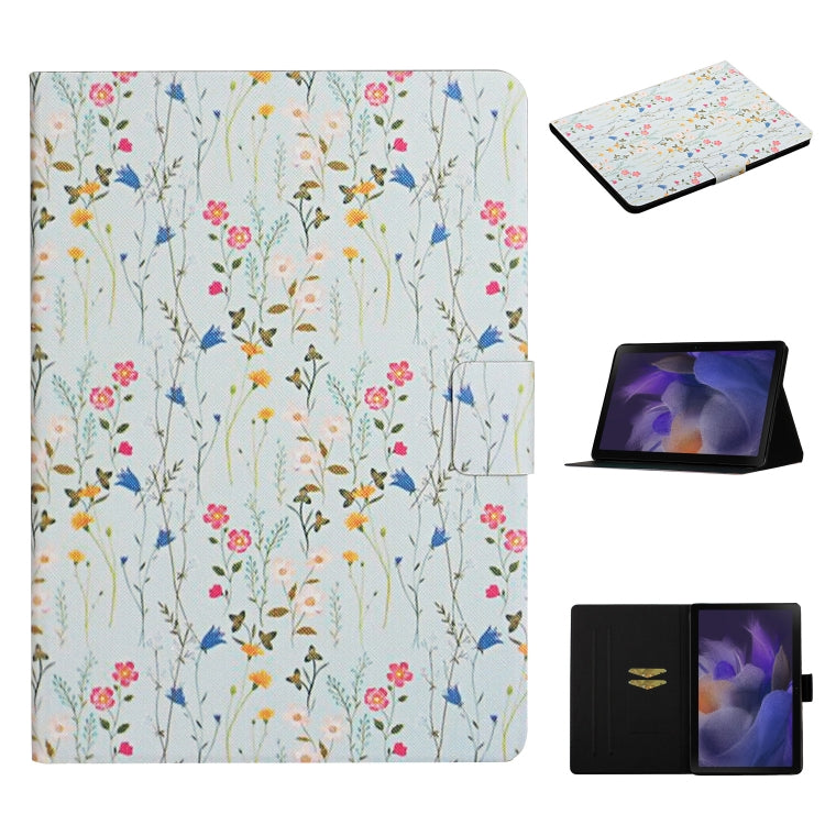 For Samsung Galaxy Tab A9+ Flower Pattern Horizontal Flip PU Tablet Case with Sleep / Wake-up Function(Small Floral) - Galaxy Tab A9 by PMC TechLife | Online Shopping South Africa | PMC TechLife