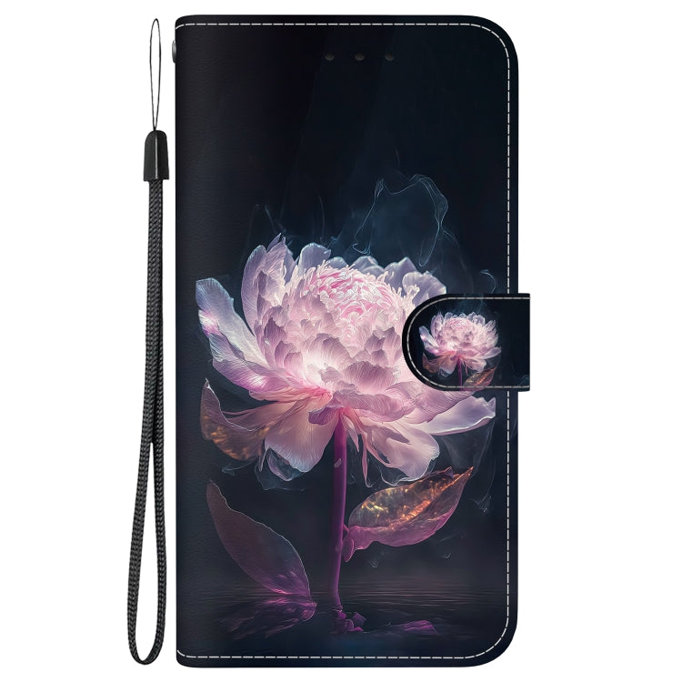 For Google Pixel 9 Pro Crystal Texture Colored Drawing Leather Phone Case(Purple Peony) - Google Cases by PMC TechLife | Online Shopping South Africa | PMC TechLife | Buy Now Pay Later Mobicred