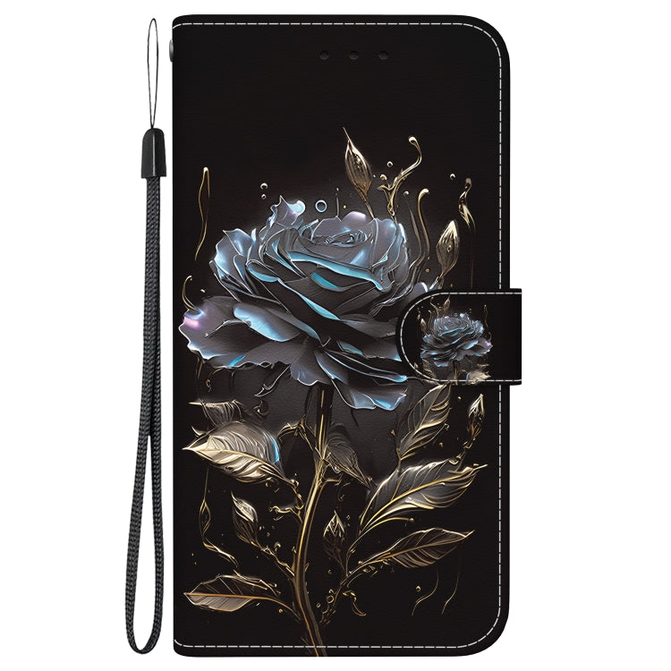 For Google Pixel 9 Crystal Texture Colored Drawing Leather Phone Case(Black Rose) - Google Cases by PMC TechLife | Online Shopping South Africa | PMC TechLife | Buy Now Pay Later Mobicred