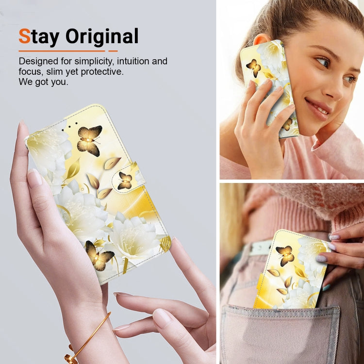 For Google Pixel 9 Crystal Texture Colored Drawing Leather Phone Case(Gold Butterfly Epiphyllum) - Google Cases by PMC TechLife | Online Shopping South Africa | PMC TechLife | Buy Now Pay Later Mobicred