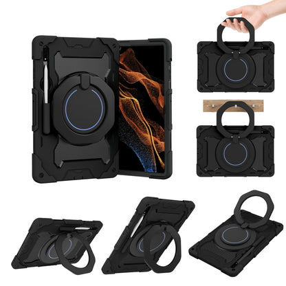 For Samsung Galaxy Tab S9 Ultra Armor Portable Rotating Ring Holder Silicone Tablet Case(Black) - Galaxy Tab S9 Ultra Cases by PMC Jewellery | Online Shopping South Africa | PMC Jewellery | Buy Now Pay Later Mobicred