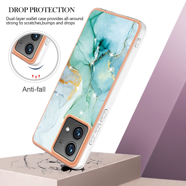 For Motorola Moto G84 Electroplating Marble Dual-side IMD Phone Case(Green 003) - Motorola Cases by PMC TechLife | Online Shopping South Africa | PMC TechLife | Buy Now Pay Later Mobicred