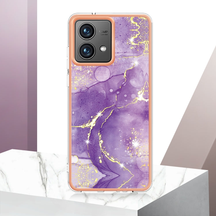 For Motorola Moto G84 Electroplating Marble Dual-side IMD Phone Case(Purple 002) - Motorola Cases by PMC Jewellery | Online Shopping South Africa | PMC Jewellery | Buy Now Pay Later Mobicred