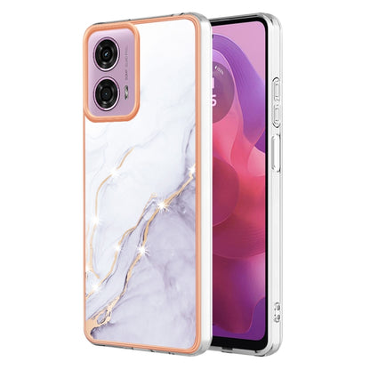 For Motorola Moto G24 4G / G04 4G Electroplating Marble Dual-side IMD Phone Case(White 006) - Motorola Cases by PMC Jewellery | Online Shopping South Africa | PMC Jewellery | Buy Now Pay Later Mobicred