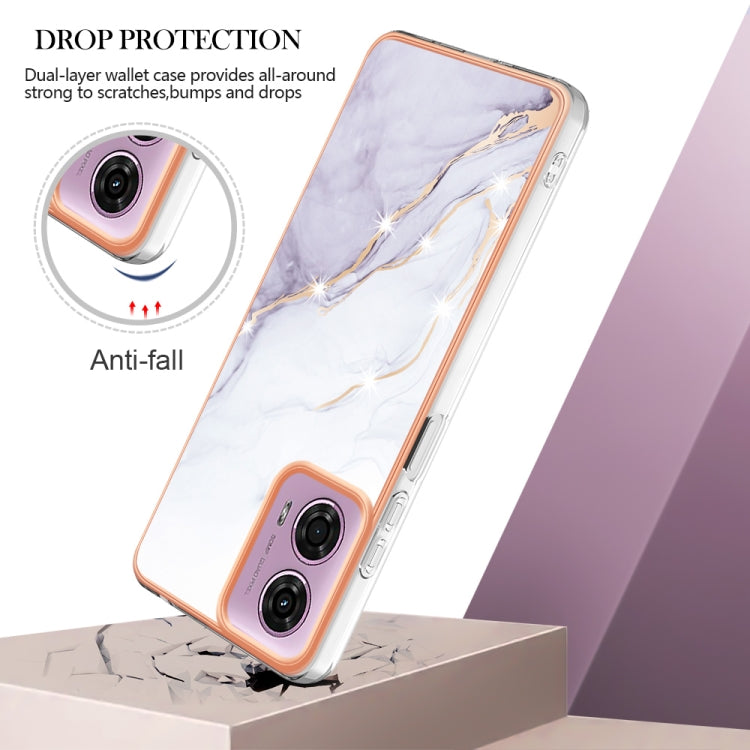 For Motorola Moto G24 4G / G04 4G Electroplating Marble Dual-side IMD Phone Case(White 006) - Motorola Cases by PMC Jewellery | Online Shopping South Africa | PMC Jewellery | Buy Now Pay Later Mobicred