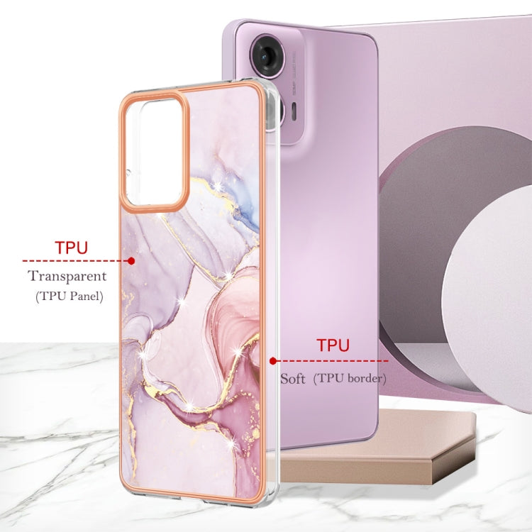 For Motorola Moto G24 4G / G04 4G Electroplating Marble Dual-side IMD Phone Case(Rose Gold 005) - Motorola Cases by PMC Jewellery | Online Shopping South Africa | PMC Jewellery | Buy Now Pay Later Mobicred